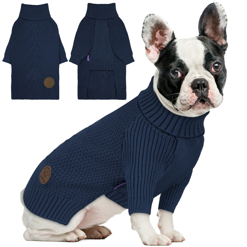 cyeollo warm small dog sweater front view—cozy knit warmth for chilly walks