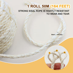 Cymuber 50m sisal rope for larger posts and extended DIY projects