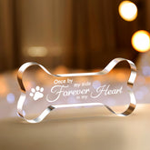 Cynlsum pet memorial ornament crystal bone shape glows in sunlight for keepsakes.