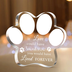 Cynlsum pet memorial ornament crystal paw glow in sunlight, creates a radiant memory keepsake