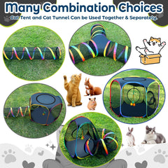 CypherX Outdoor Rainbow Cat Enclosure 51-inch tunnel extends long chases for energetic cats.