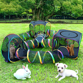 CypherX Outdoor Rainbow Cat Enclosure hexagon tent with roomy play space for curious cats.