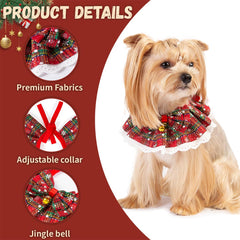 Cyzucle dog Christmas outfit closeup highlighting soft fabric and jingling bells for comfort.