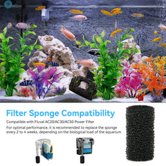 Czarixa pre-filter sponge intake coverage demonstrates easy slide-on fit for Fluval AC20, protecting small fish