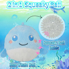 D KING blue whale ball features bouncing action for active dogs