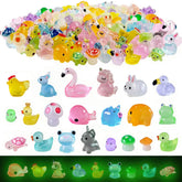 Dabshuyikk glow mini resin animals package shows 100 pieces for versatile DIY decor.