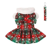 DaFuEn dog Christmas sweater back view with green plaid knit for festive photos.