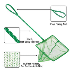 DAGUANZHI aquarium net 4in medium green, versatile for mid-size debris and fish transfer.