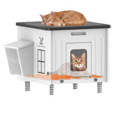 Dahivs heated cat house outdoor front view shows rugged build and warmth
