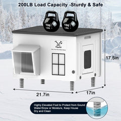 Dahivs Indestructible Heated Cat House escape door detail enables safe exits for outdoor cats.