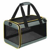 Dalian cat carrier front view shows compact, airline-friendly design for travel.
