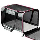 DALIAN cat-dog-soft-sided-carrier front view demonstrates airline-ready profile for travel