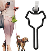Dalzom dog poop bag holder clipped to a leash for hands-free walks.