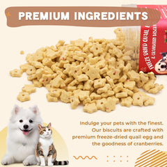 Dancing Tail quail egg yolk cranberry cubes bite-sized treats for dogs and cats