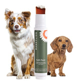 Dandylion Soft Paws lotion bottle with built-in brush for mess-free paw care.