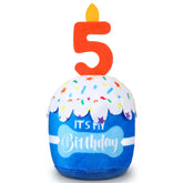 Dansydaisy dog birthday cake toy blue front view for joyful birthday play and photos