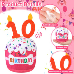 Dansydaisy dog birthday cake toy front view with festive pink design for celebrations
