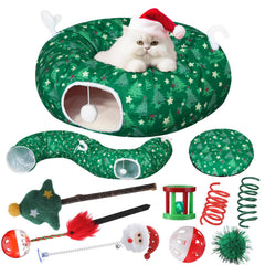 Dansydaisy donut-tunnel-bed shows soft plush lounging during naps.