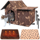 Dansydaisy outdoor cat house with curtained door offering warm shelter