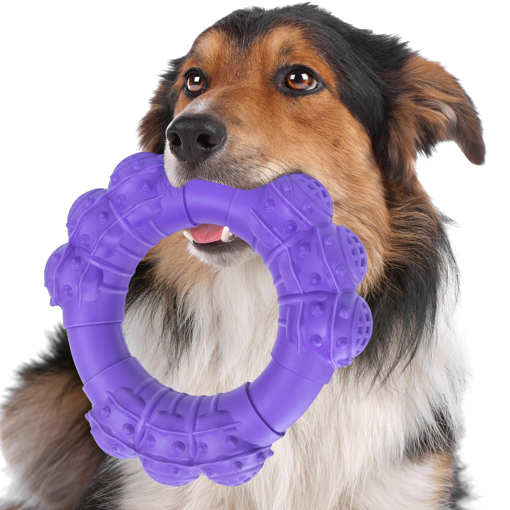 DAOZIJI indestructible dog chew ring close-up with beef flavor for tough chewers