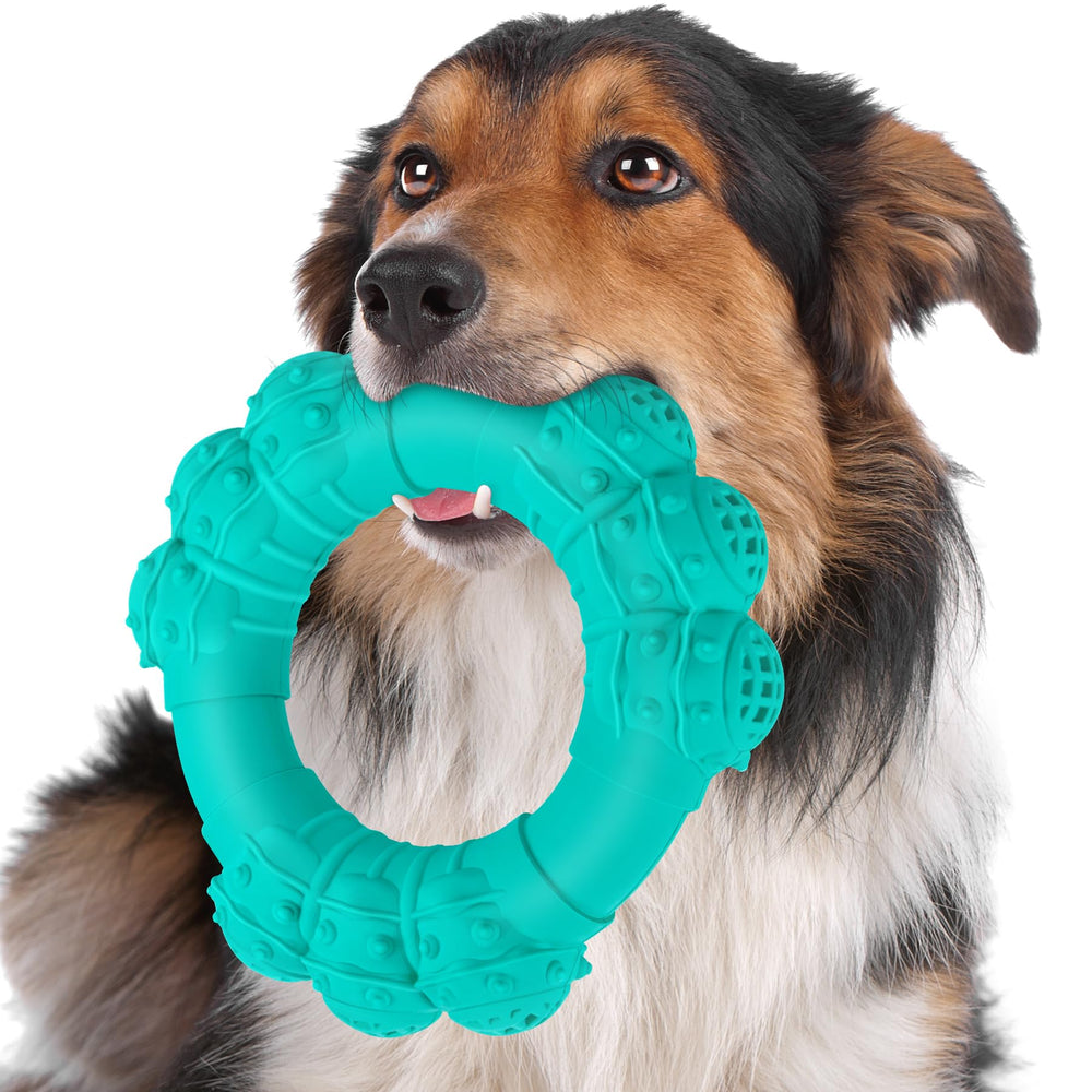 DAOZIJI indestructible ring chew toy endures heavy chewing for aggressive chewers