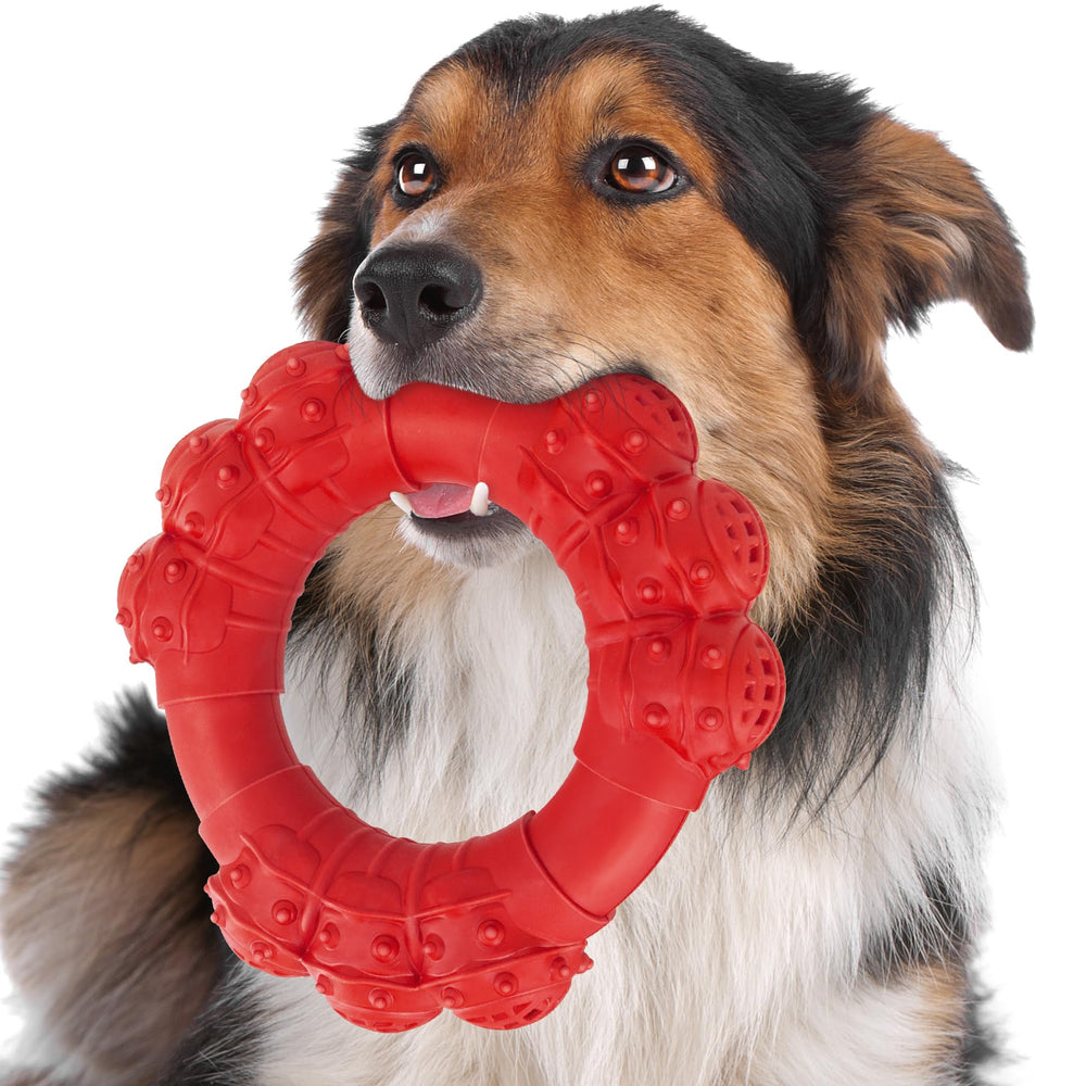 DAOZIJI indestructible ring toy close-up showing thick construction for aggressive chewers.