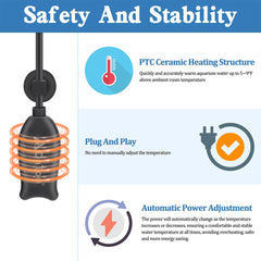 DaToo flat heater cable with suction cup for flexible placement inside the tank.