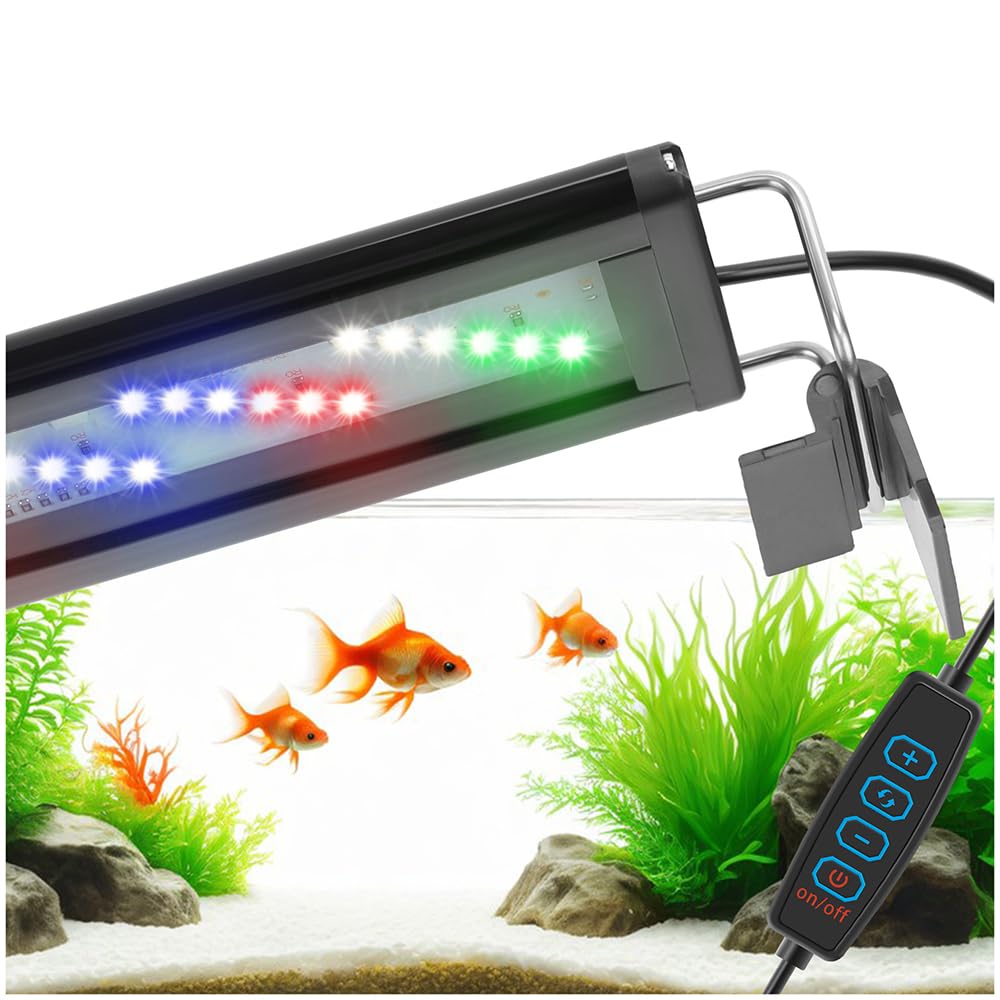 DaToo LED aquarium light with extendable bracket for 8-12 inch tanks, sturdy and adjustable.