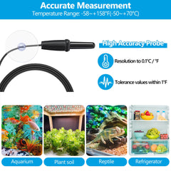 DaToo thermometer suction cup attachment ensures stable readings inside the tank.