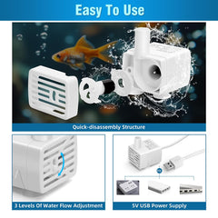 DaToo cat fountain pump with three suction cups for stable, spill-free operation.