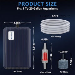 DaToo aquarium air pump side view highlighting quiet design