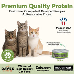 Dave's Pet Food farmyard fowl chicken duck chunks in can offering protein-rich nutrition