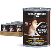 Dave's Pet Food grain-free wet cat food turkey cans front highlights grain-free recipe and turkey flavor