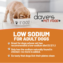 Dave's Pet Food chicken pate ingredients label for easy ingredient comparison