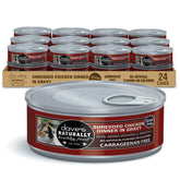 Dave's Pet Food shredded chicken in gravy can, vibrant texture supporting hydration during meals.