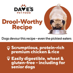 Dave's Pet Food wet dog food closeup highlights tender texture for picky eaters.