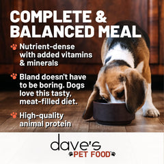 Dave's Pet Food beef and rice ingredient-closeup emphasizes wholesome ingredients dogs love.