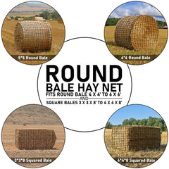 Dayimado hay net with closing rope demonstrates easy setup around a bale