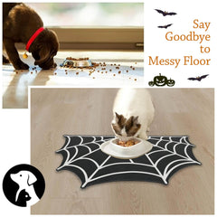Dazzleimart Halloween mat featuring black cat for quick-clean mealtime