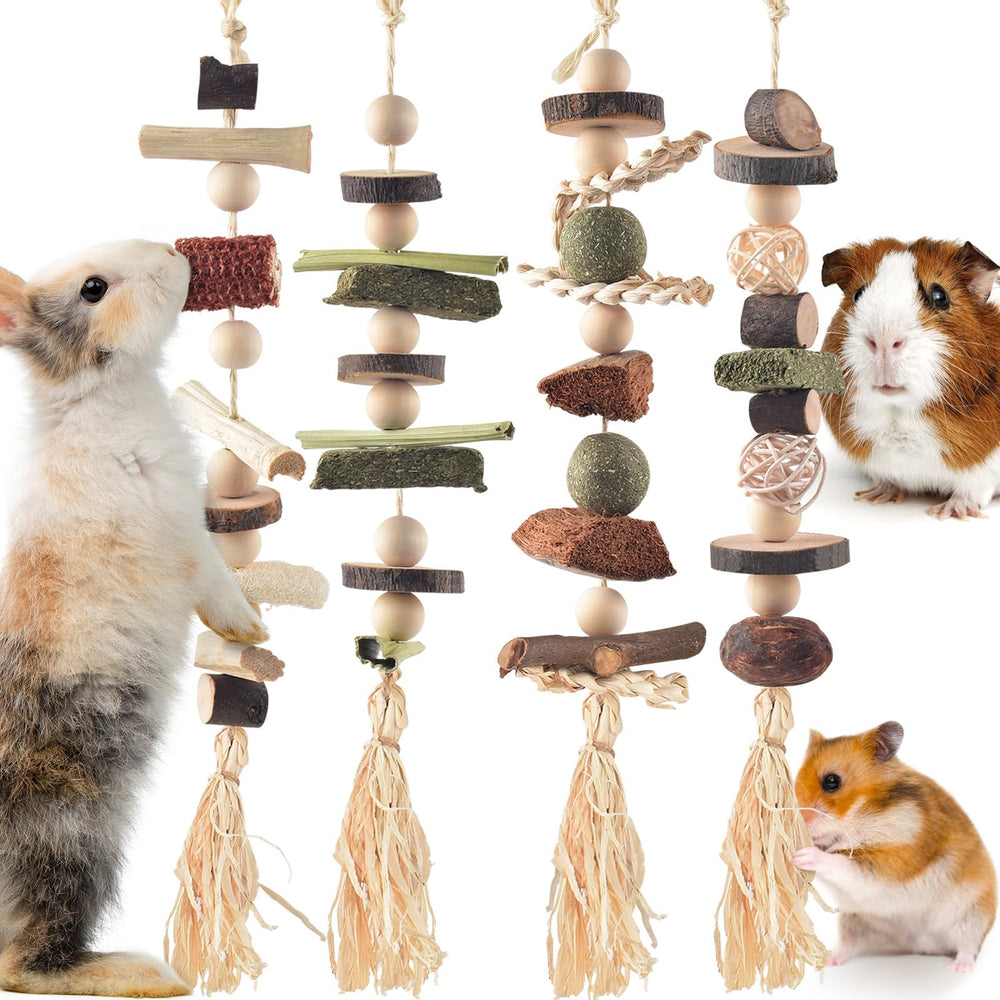 DBNESS bunny chew toy set packaging highlights natural materials for safe play and dental-friendly chewing