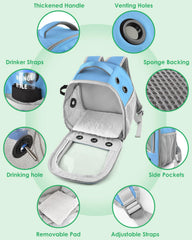 DBNESS Guinea Pig Carrier Backpack with a fully open window for easy pet placement.