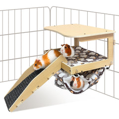 DCIAER guinea pig hideout wood frame offers secure rest and exploration.