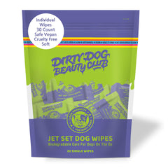 DDBC Jet Set Dog Wipes packaging shows a convenient 30-count carton for on-the-go cleanups.