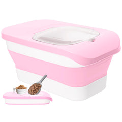 DDMOMMY dog food container with collapsible lid keeps contents fresh.