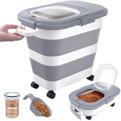 DDMOMMY collapsible dog food storage with closed lid for freshness.