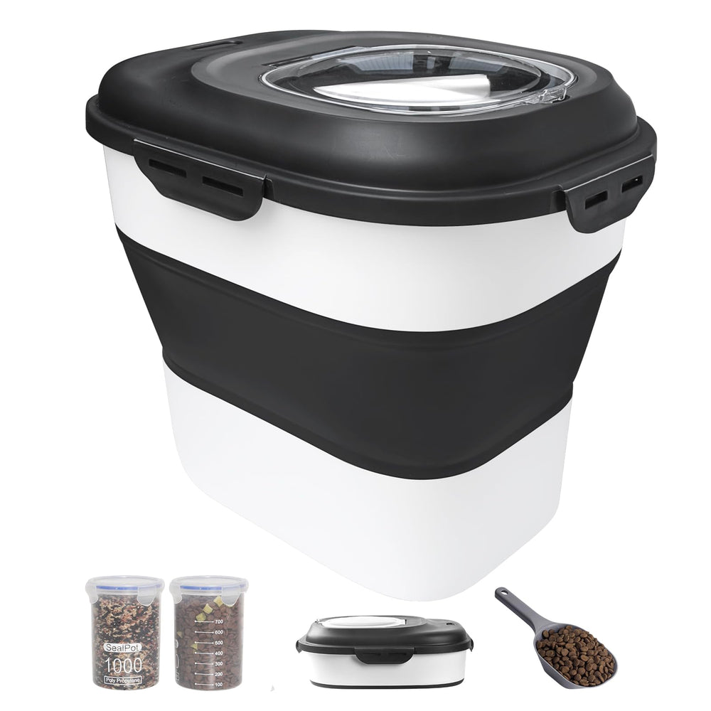 DDMOMMY dog food container collapsible for compact storage.