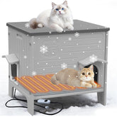 Deblue heated cat house exterior front view for outdoor warmth