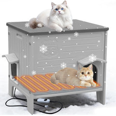 Deblue heated cat house exterior front view for outdoor warmth