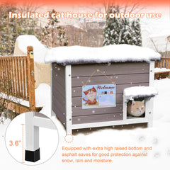 Deblue cat house divider: removable panel creates two warm rooms.