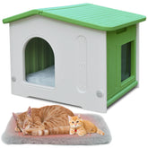 Deblue weatherproof cat house exterior-assembly for quick patio setup and protection